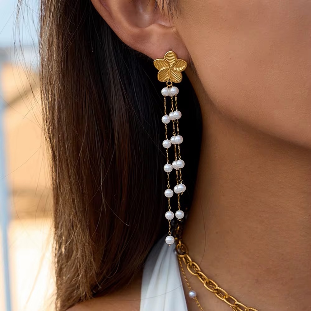 18K Gold Plated Pearl Drop Earrings